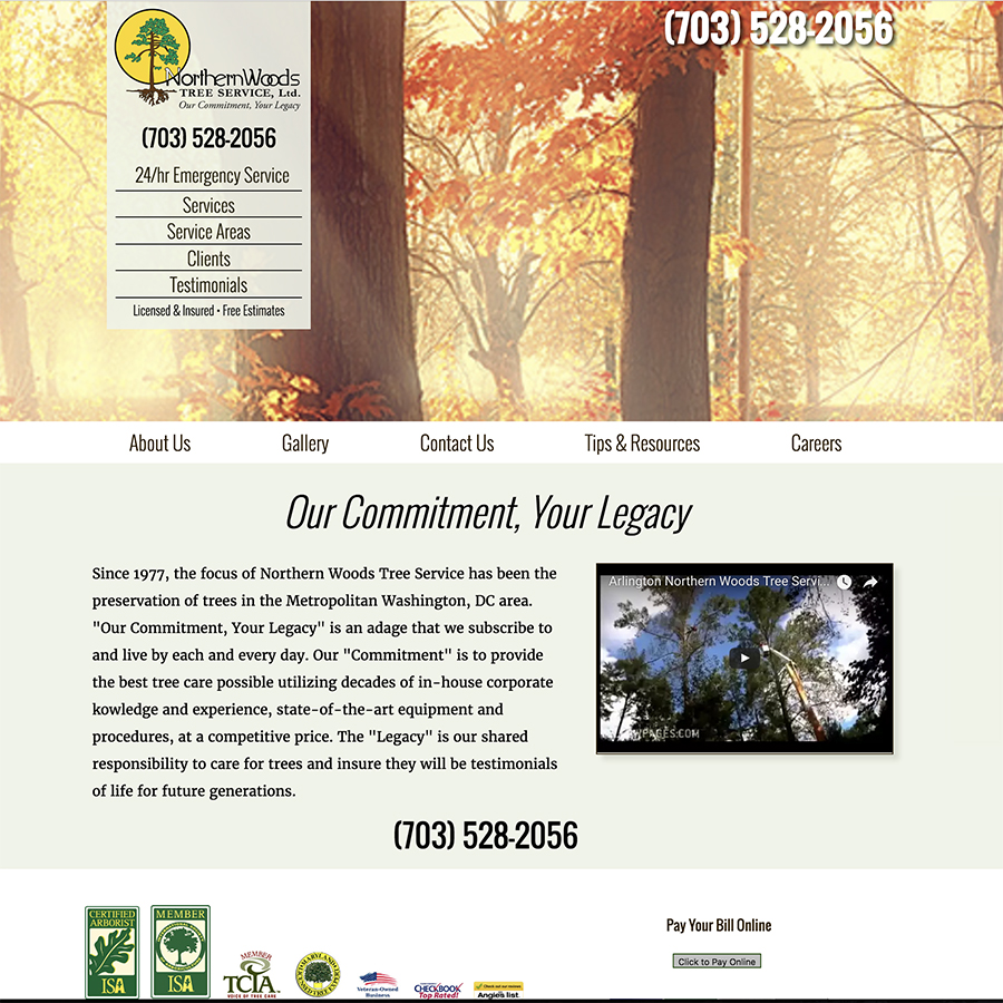 Northern Woods Tree Service Website
