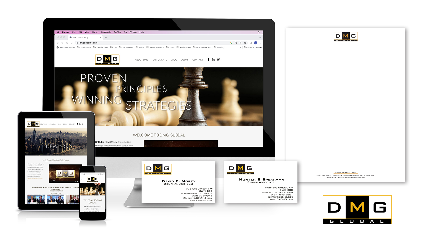 Branding Identity for the David Morey Group. Logo, website, business cards, letterhead